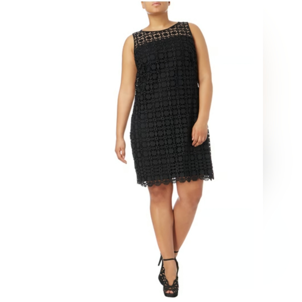 Lauren Ralph Lauren Black Melia Lace Overlay Sheath Dress Size 6
